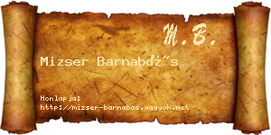 Mizser Barnabás névjegykártya
